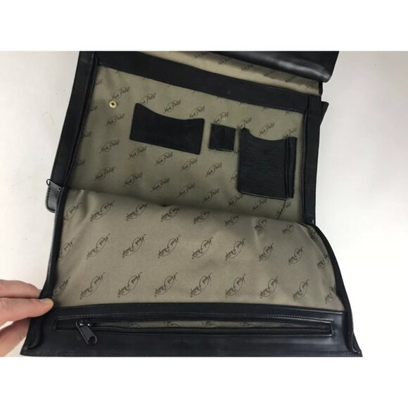 Mark Phillip Unisex Adults Black Full Grain Leather Briefcase Document Case Bag - Picture 10 of 10